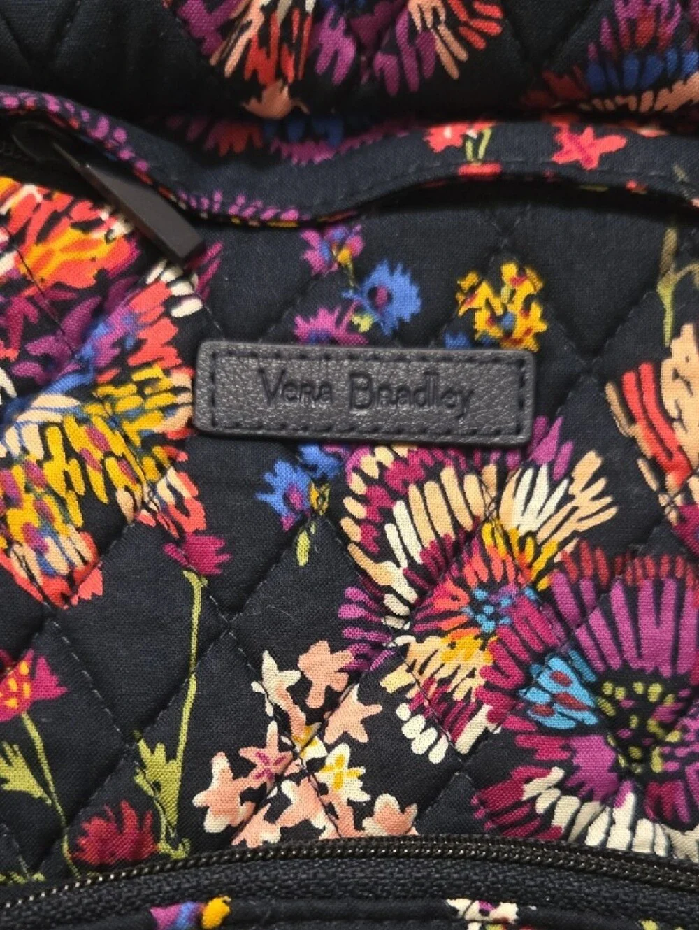 Vera Bradley Quilted Floral Backpack - Black Multicolor Pattern